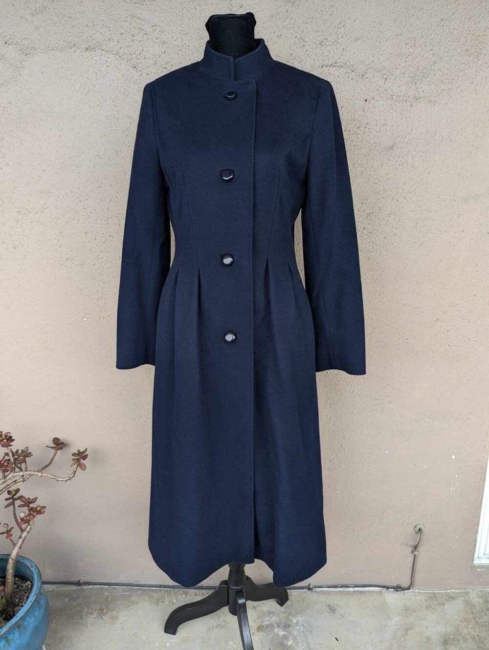 💜Vintage 1980s Black Wool Princess Maxi Coat